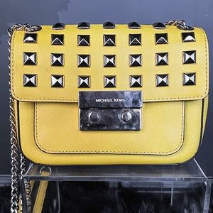 Michael Kors yellow crossbody studded bag